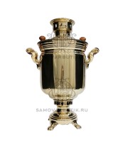 Самовар на дровах "Банка" 7 литров латунный "Люкс" литые ручки