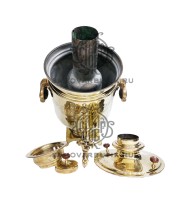 Самовар антикварный на дровах "Банка" 4,5 литра И.Г. Баташева латунный 