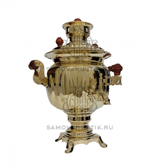 Самовар на дровах 3 литра "Шар" латунный люкс