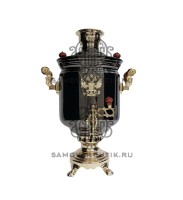 Самовар комбинированный "Банка" 7 литров черно-золотой с гербом РФ латунный люкс