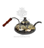 Чайник заварочный для самовара латунный черно золотой 0,9 литров Алладин