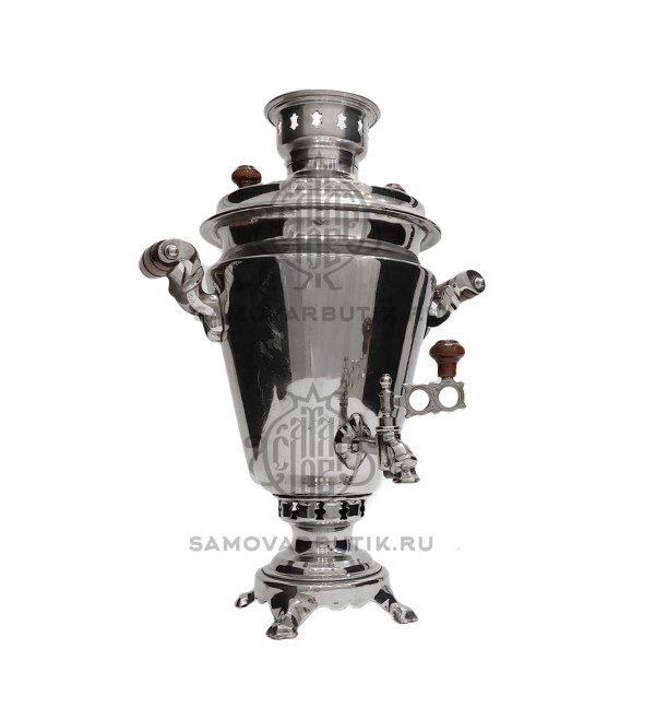 Самовар на дровах "Рюмка гладкая" 5 литров "Дачный" никелированный