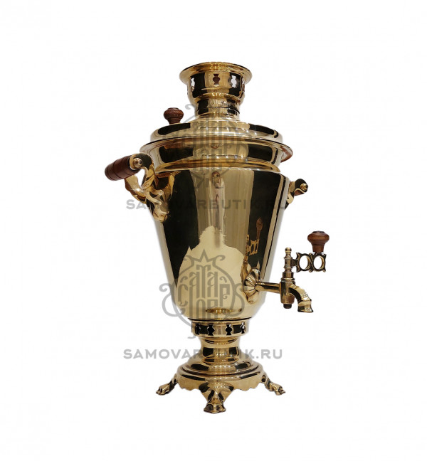 Самовар на дровах "Рюмка гладкая" 5 литров латунный "Люкс"