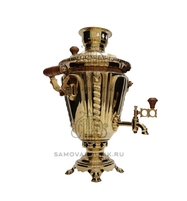 Самовар на дровах "Рюмка плетеная косичками" 7 литров латунная "Люкс"