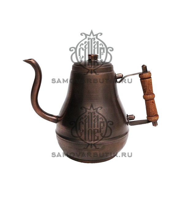 Чайник заварочный для самовара латунный патинированный (бурая патина) 1 литр