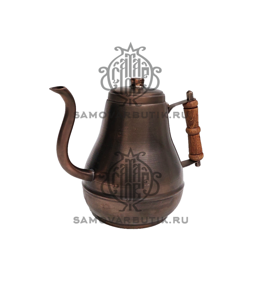 Чайник заварочный для самовара латунный патинированный (бурая патина) 1 литр