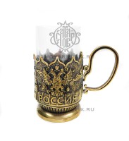 Подстаканник латунный "Гимн Российской Федерации" с гербом. Ручная работа. Литье