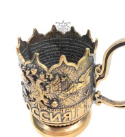 Подстаканник латунный "Гимн Российской Федерации" с гербом. Ручная работа. Литье