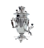 Самовар антикварный на дровах "Рюмка гранная" с византийскими ручками в никеле В.С. Баташев 5 литров