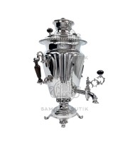 Самовар антикварный на дровах "Рюмка гранная" с византийскими ручками в никеле В.С. Баташев 5 литров