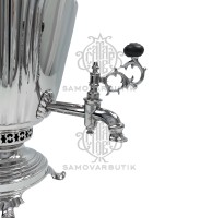 Самовар антикварный на дровах "Рюмка гранная" с византийскими ручками в никеле В.С. Баташев 5 литров