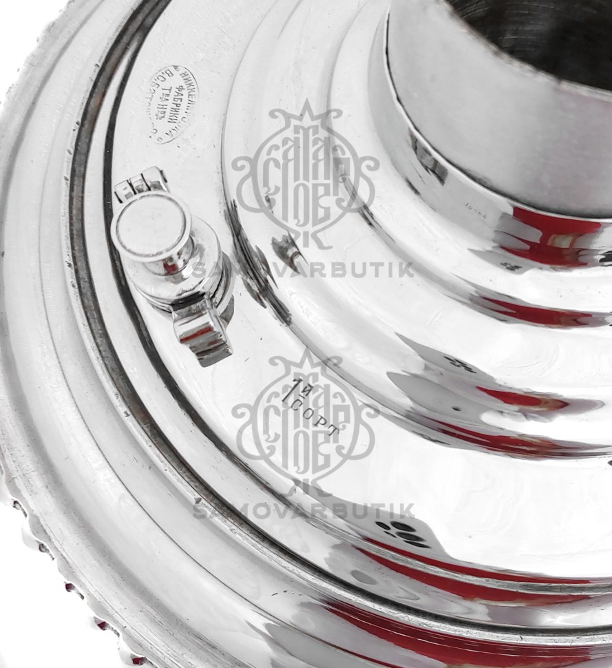 Самовар антикварный на дровах "Рюмка гранная" с византийскими ручками в никеле В.С. Баташев 5 литров