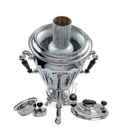 Самовар антикварный на дровах "Рюмка гранная" с византийскими ручками в никеле В.С. Баташев 5 литров