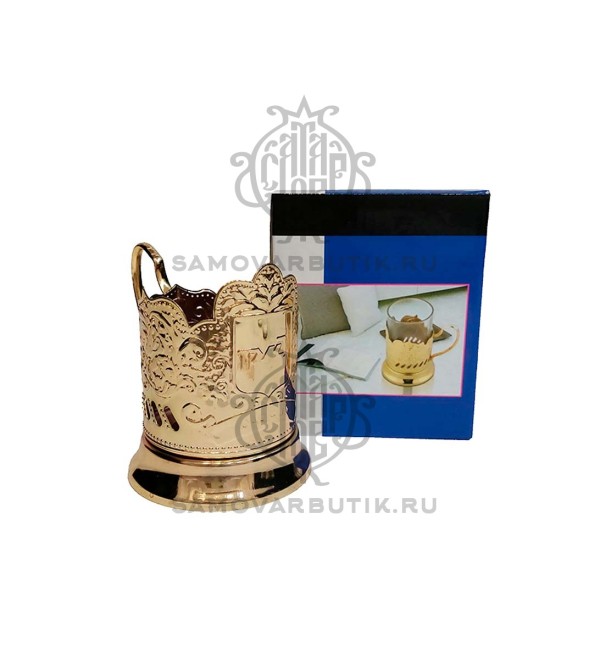 Подстаканник "РЖД" золотистый нержавеющая сталь (самовывоз)
