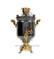 Самовар комбинированный 5 литров "Банка" латунь в черном никеле. Люкс