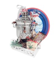 Самовар на дровах "Банка" 2,5 литра в подарочном наборе серебристый