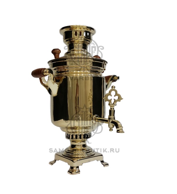 Самовар антикварный на дровах "Банка" 3 литра "Товарищество Кольчугино" латунный люкс