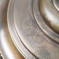 Самовар жаровый 7 литров "Рюмка" с византийскими резными ручками. Б.Г. Тейле. Латунь в патине