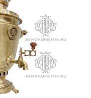 Самовар на дровах "Рюмка" 5 литров латунь в патине c гербом СССР люкс