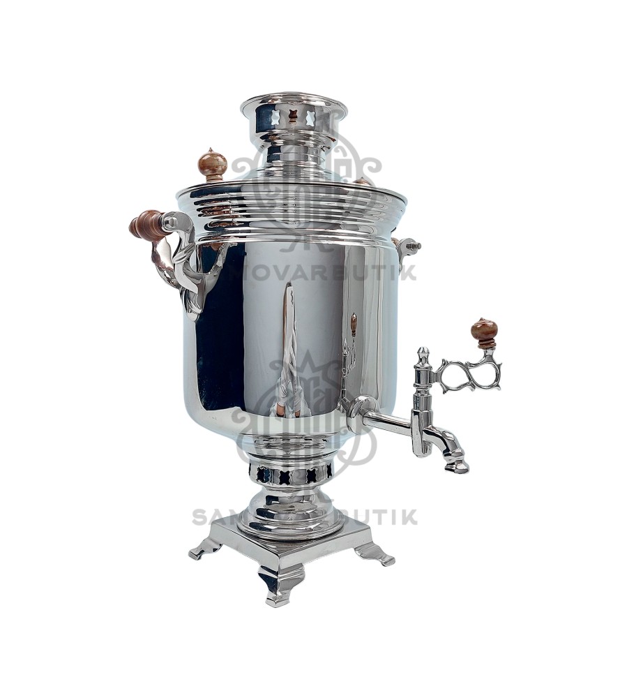 Самовар старинный на дровах "Банка" 7 литров Артель прогресс никелированный
