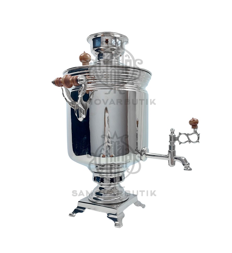 Самовар старинный на дровах "Банка" 7 литров Артель прогресс никелированный