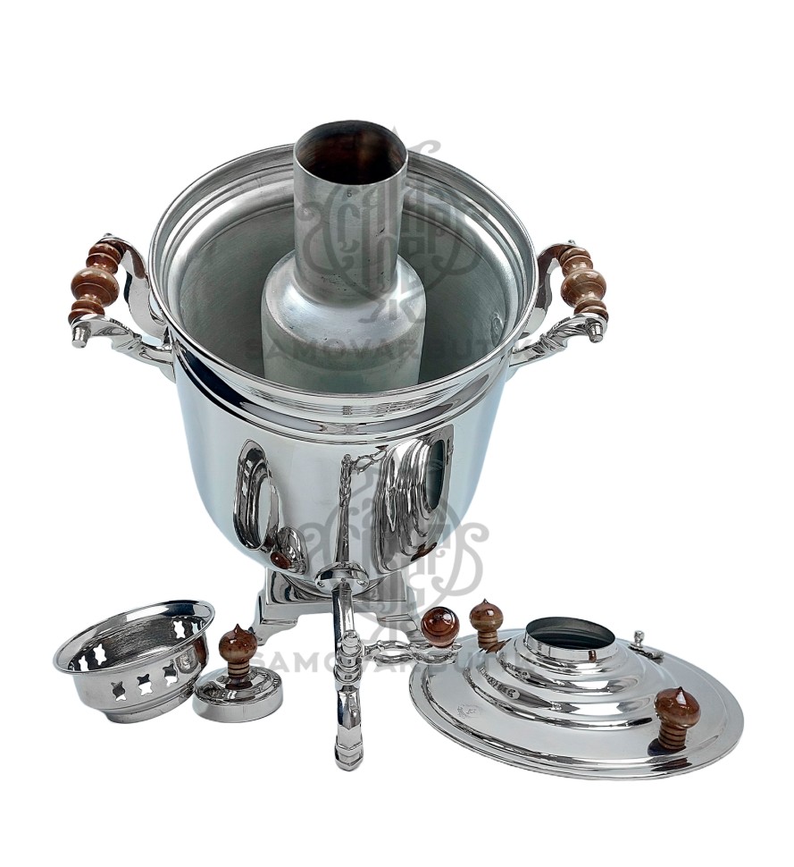 Самовар старинный на дровах "Банка" 7 литров Артель прогресс никелированный