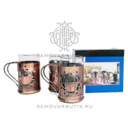 Подстаканник "для чаепития" небольшой со стаканом эконом