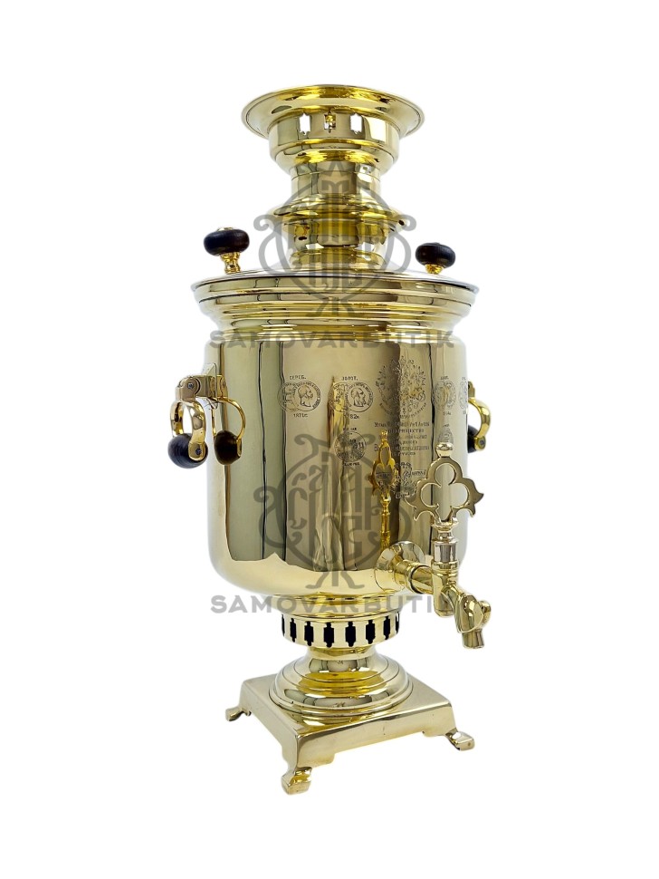 Самовар антикварный комбинированный на дровах "Банка" 5 литров с медалями В. С. Баташева латунь люкс