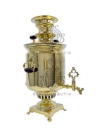 Самовар антикварный комбинированный на дровах "Банка" 5 литров с медалями В. С. Баташева латунь люкс