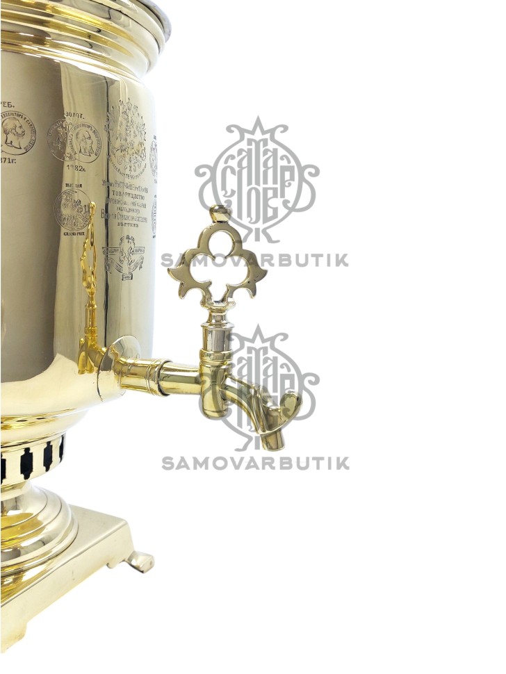 Самовар антикварный комбинированный на дровах "Банка" 5 литров с медалями В. С. Баташева латунь люкс