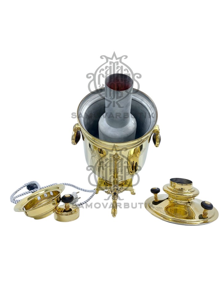 Самовар антикварный комбинированный на дровах "Банка" 5 литров с медалями В. С. Баташева латунь люкс