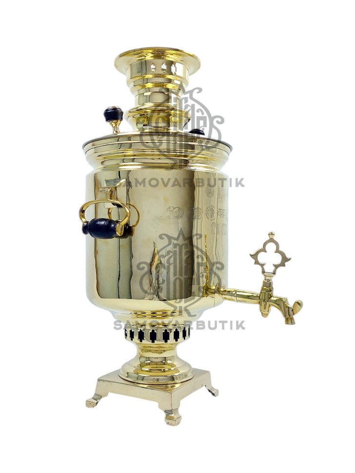 Самовар антикварный на дровах "Банка" 6,5 литров Братья Шемарины латунь люкс