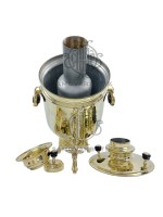 Самовар антикварный на дровах "Банка" 6,5 литров Братья Шемарины латунь люкс