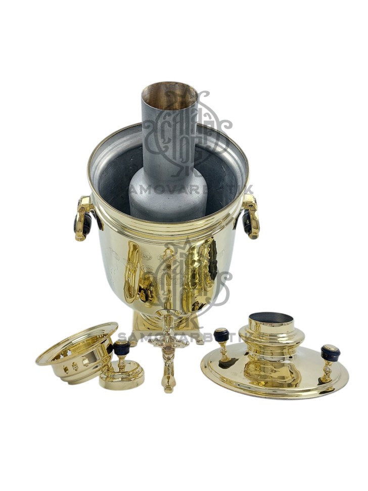 Самовар антикварный на дровах "Банка" 6,5 литров Братья Шемарины латунь люкс