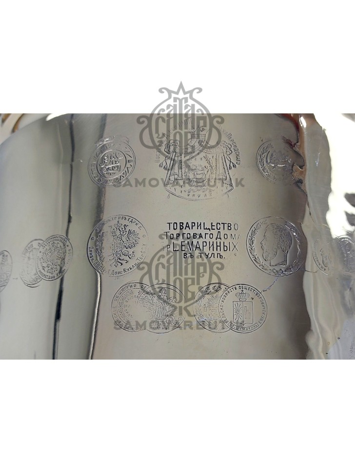 Самовар антикварный на дровах "Банка" 6,5 литров Братья Шемарины латунь люкс