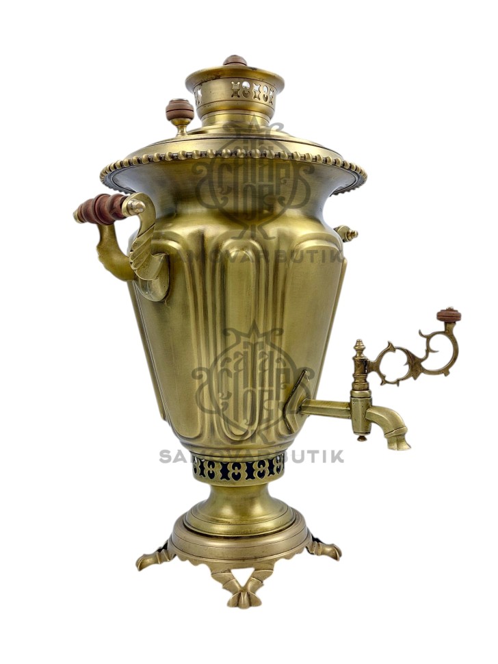 Самовар антикварный на дровах "Рюмка с гранями"  6 литров Братья Шемарины латунь в патине