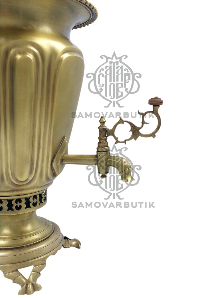 Самовар антикварный на дровах "Рюмка с гранями"  6 литров Братья Шемарины латунь в патине
