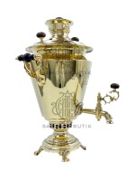 Самовар антикварный на дровах "Рюмка" с медалями 6 литров В.С. Баташев латунь 