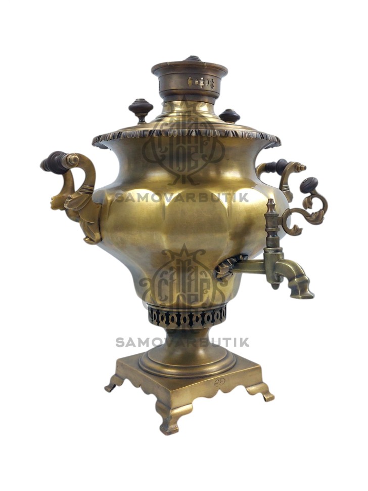 Самовар антикварный на дровах "Ваза купеческая" 7 литров В.Д. Салищев латунь в патине
