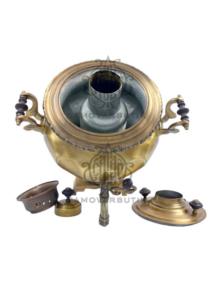 Самовар антикварный на дровах "Ваза купеческая" 7 литров В.Д. Салищев латунь в патине