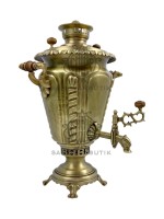 Самовар антикварный на дровах "Рюмка" 6 литров Тульский Патронный завод латунь в патине