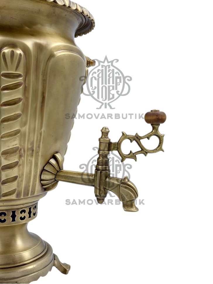 Самовар антикварный на дровах "Рюмка" 6 литров Тульский Патронный завод латунь в патине
