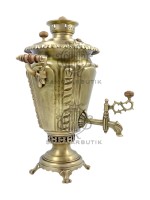 Самовар антикварный на дровах "Рюмка" 6 литров Тульский Патронный завод латунь в патине