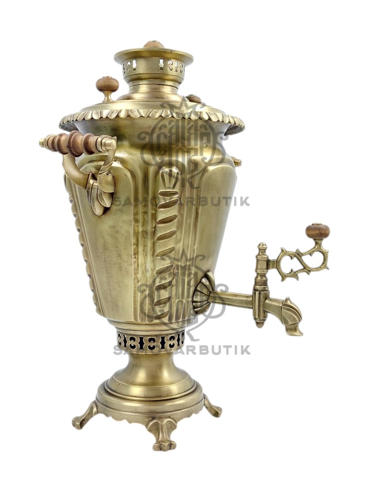 Самовар антикварный на дровах "Рюмка" 6 литров Тульский Патронный завод латунь в патине