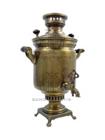 Самовар антикварный на дровах "Банка" с медалями 5 литров наследники В.С. Баташева латунь в патине