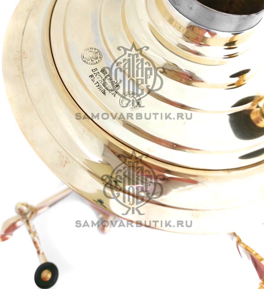 Самовар антикварный на дровах "Рюмка" 6 литров В. С. Баташева латунный люкс