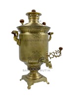 Самовар антикварный на дровах "Банка" с медалями 5 литров И.Ф. Капырзин латунь в патине