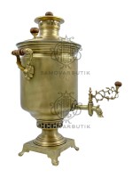 Самовар антикварный на дровах "Банка" с медалями 5 литров И.Ф. Капырзин латунь в патине