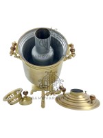 Самовар антикварный на дровах "Банка" с медалями 5 литров И.Ф. Капырзин латунь в патине