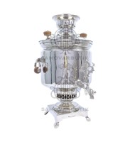 Самовар антикварный на дровах "Банка" 5 литров Н.И. Баташев латунь никелированная